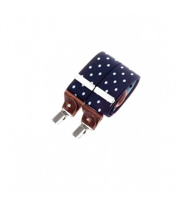 TIRANTES BERTELLES WIDE NAVY WITH LARGE SKY BLUE POLKA DOTS